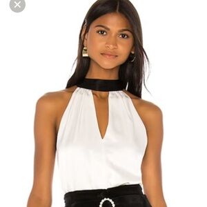 Alice + Olivia NWT Women's Maris Keyhole Halter Top White Size M